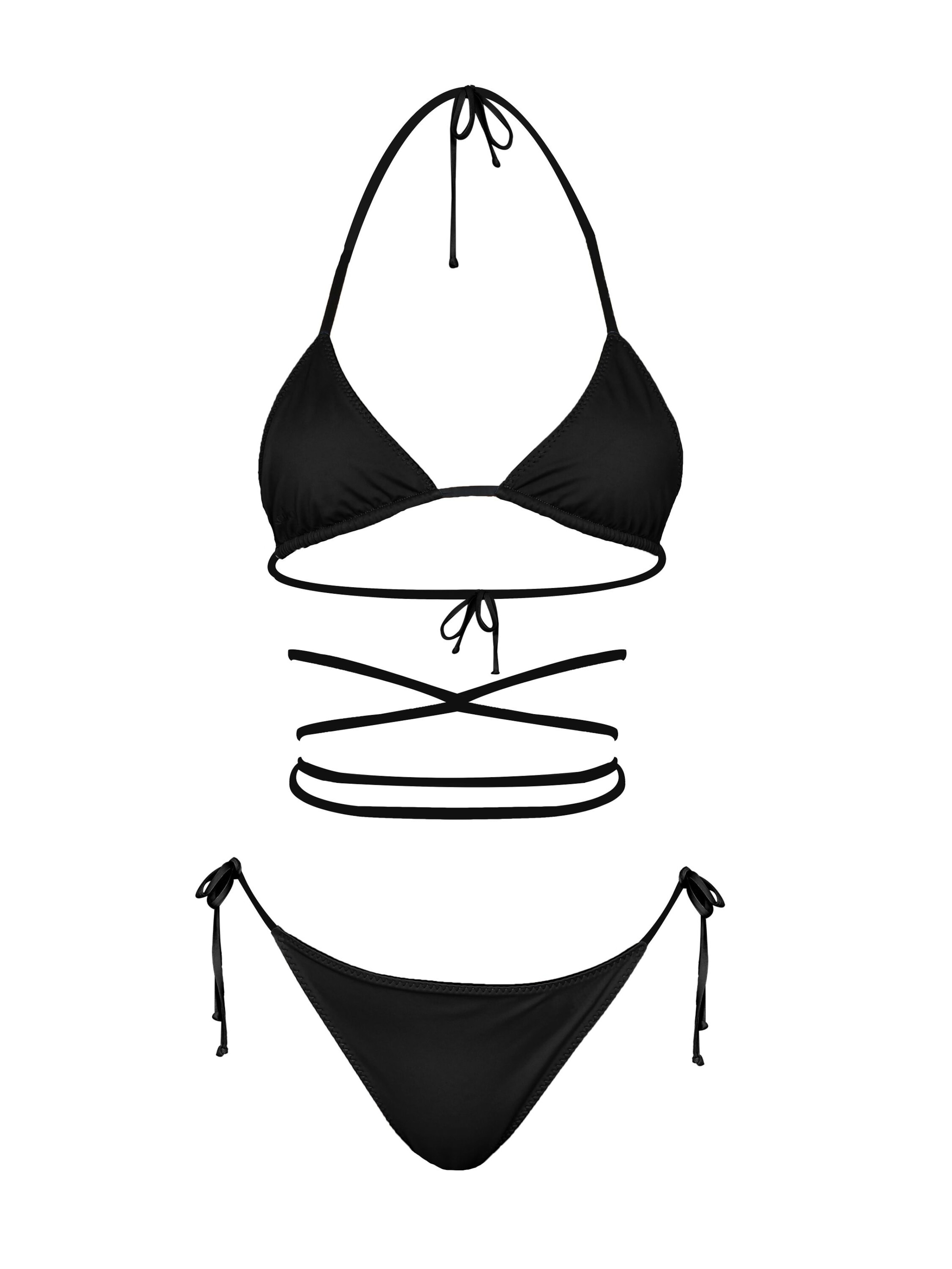 Kadoo Triangel Bikini 'Catch me Black' in Zwart: voorkant