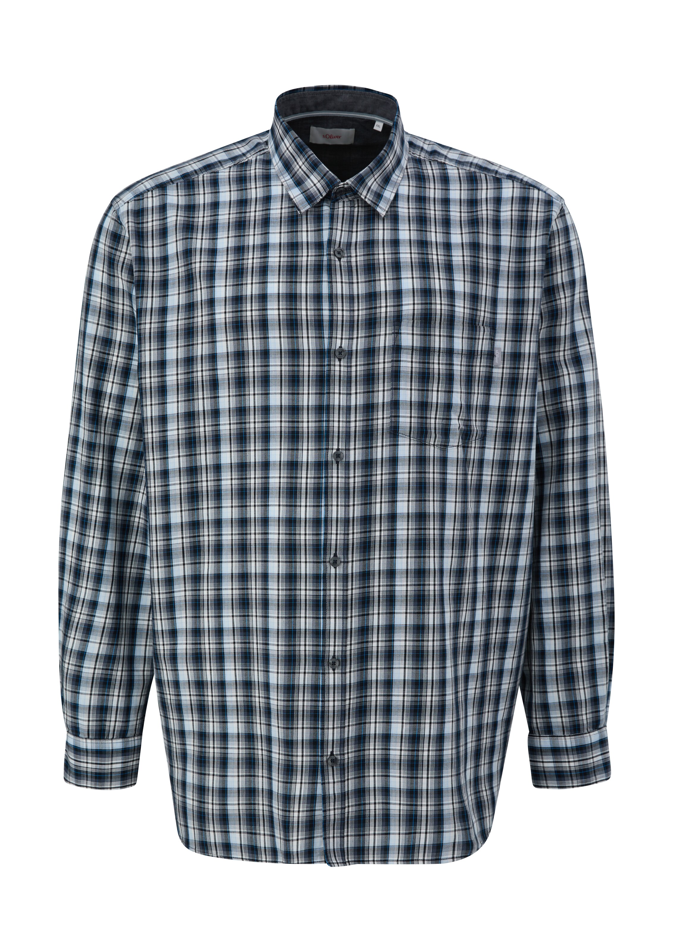 s.Oliver Men Big Sizes Regular fit Button Up Shirt in Blue: front