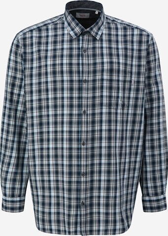 s.Oliver Men Big Sizes Button Up Shirt in Blue: front