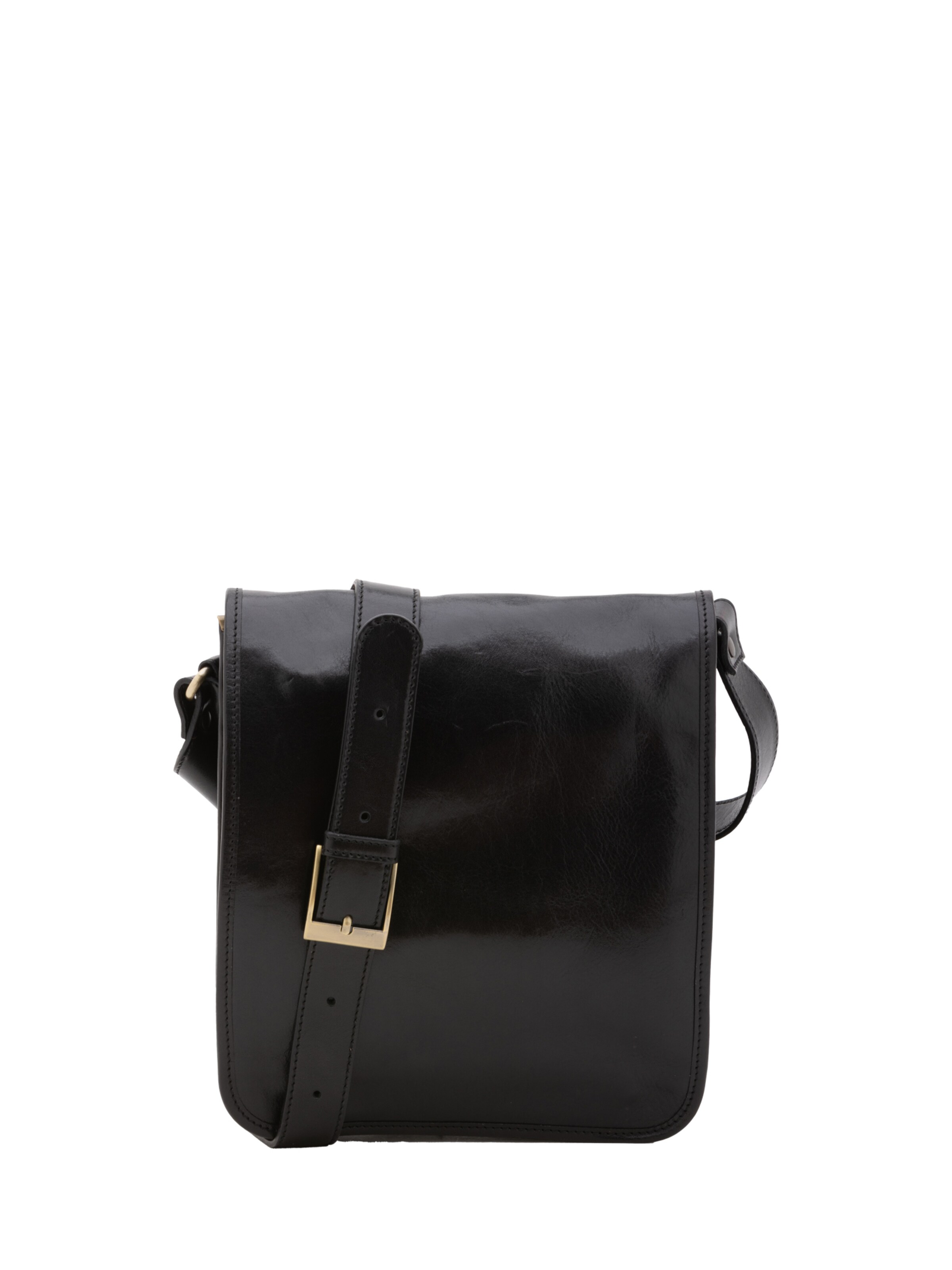 Borsa a tracolla 'Borsa a tracolla uomo vera pelle con chiusura calamita - Made in Italy' di I Fratelli in nero: frontale