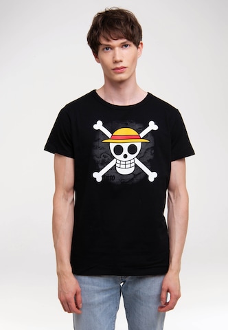 LOGOSHIRT Shirt 'One Piece - Skull' in Zwart: voorkant