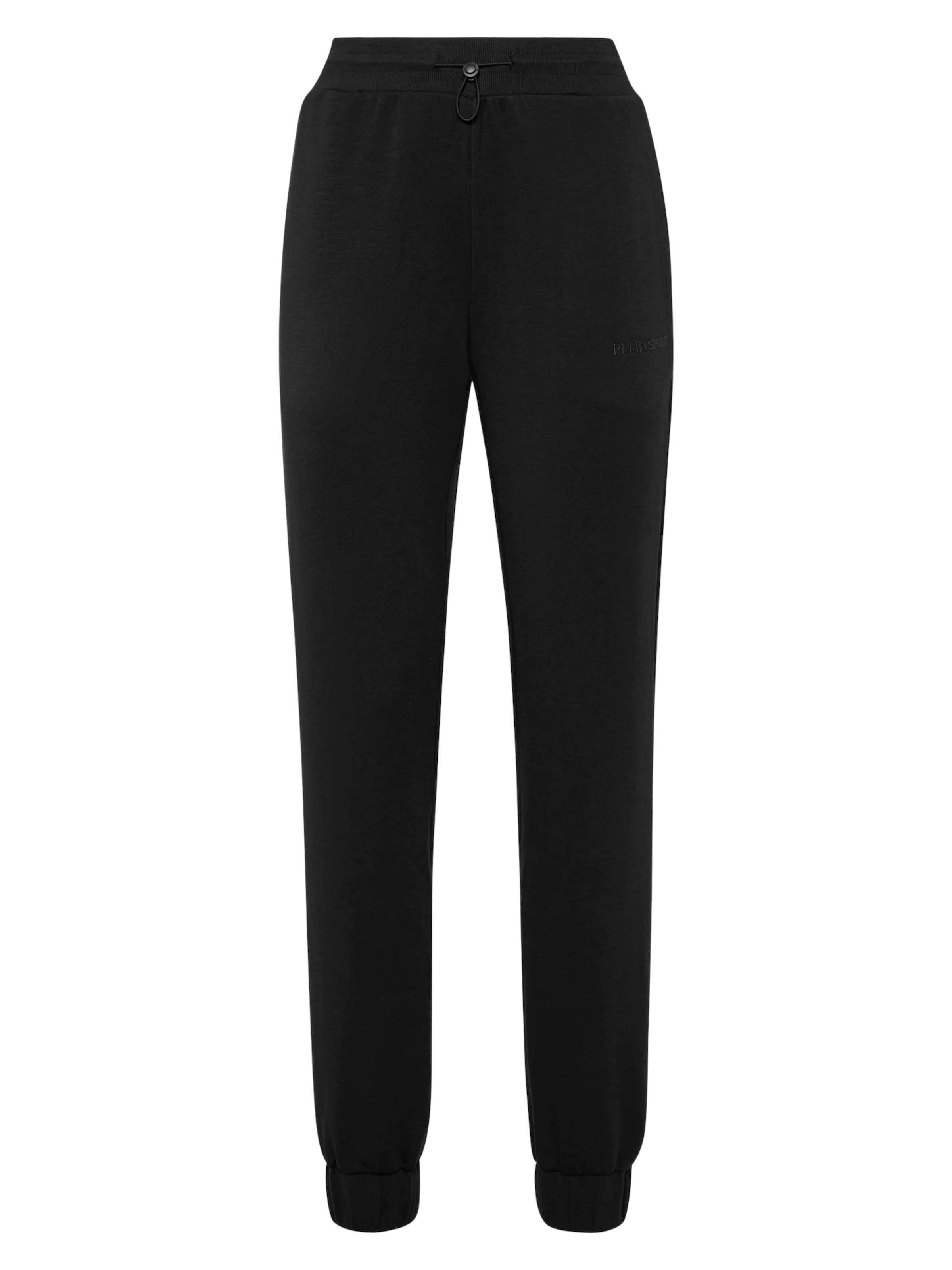 Plein Sport Tapered Trousers in Black: front