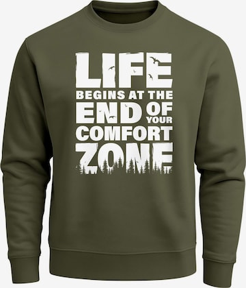 Neverless Sweatshirt 'life begins' in Grün: Vorderseite