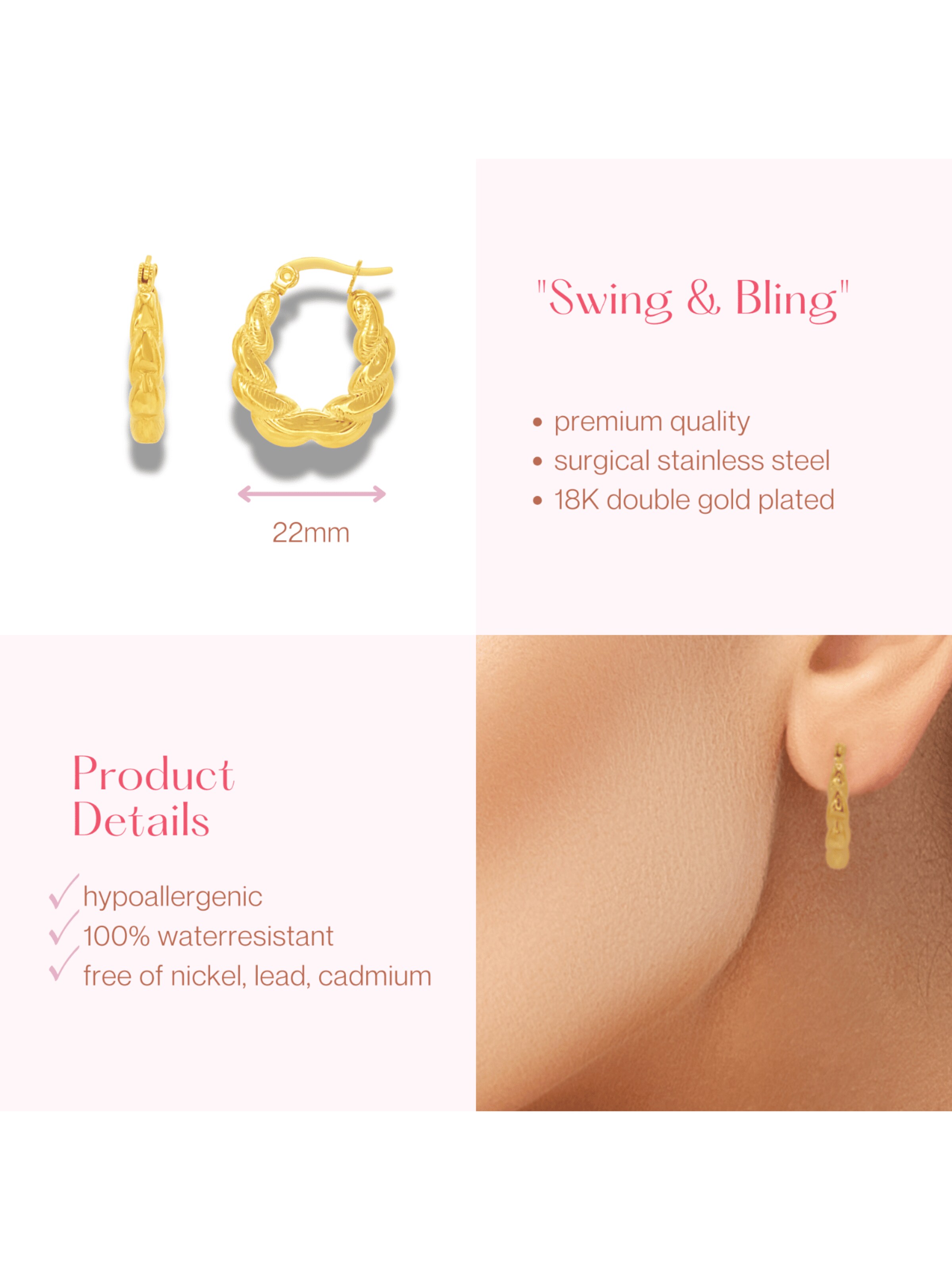 ARS-ARGENTI Earrings 'SWING & BLING' in Gold