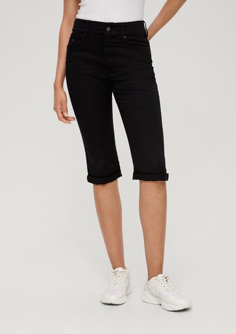 QS Slim fit Pants in Black: front