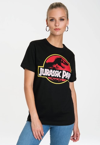 LOGOSHIRT Shirt 'Jurassic Park Logo' in Black: front