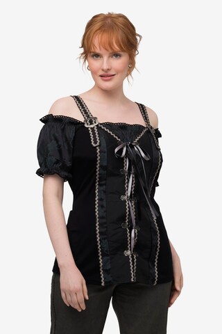 Blouse folklorique Ulla Popken en noir : devant