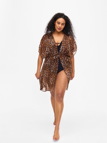 Kimono 'SHUSI' Swim by Zizzi en marron