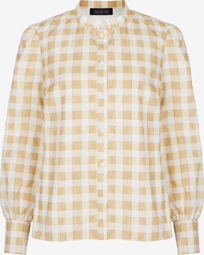 Aligne Chemisier 'Corinne' en jaune d'or / blanc, Vue avec produit