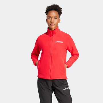 ADIDAS TERREX Athletic Fleece Jacket 'Ess' in Red: front