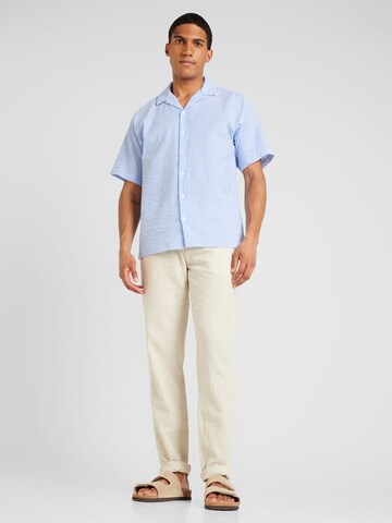 JACK & JONES Comfort fit Button Up Shirt 'AYDAN' in Blue