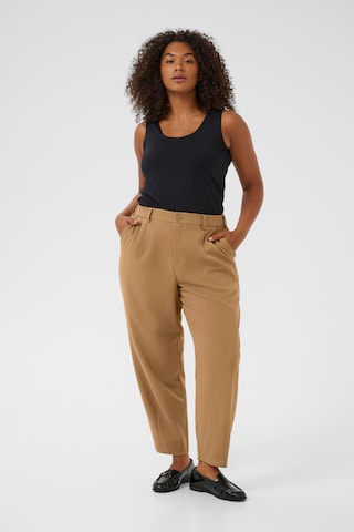 KAFFE CURVE Loosefit Bandplooibroek 'Merla' in Bruin