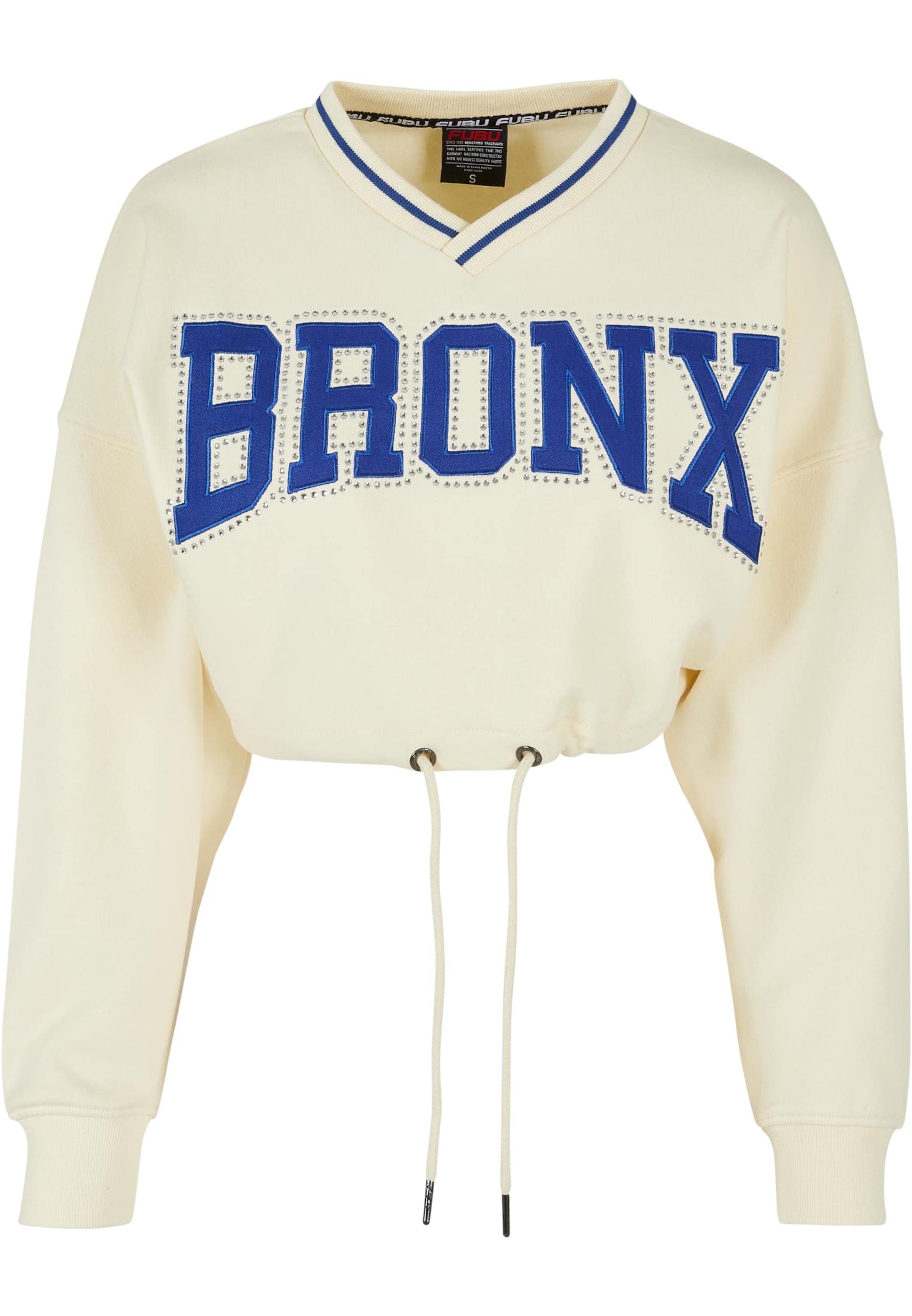 FUBU Sweatshirt 'Crew Rhinestone' in White: front