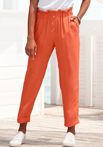 LASCANA Loose fit Pleat-Front Pants in Orange: front