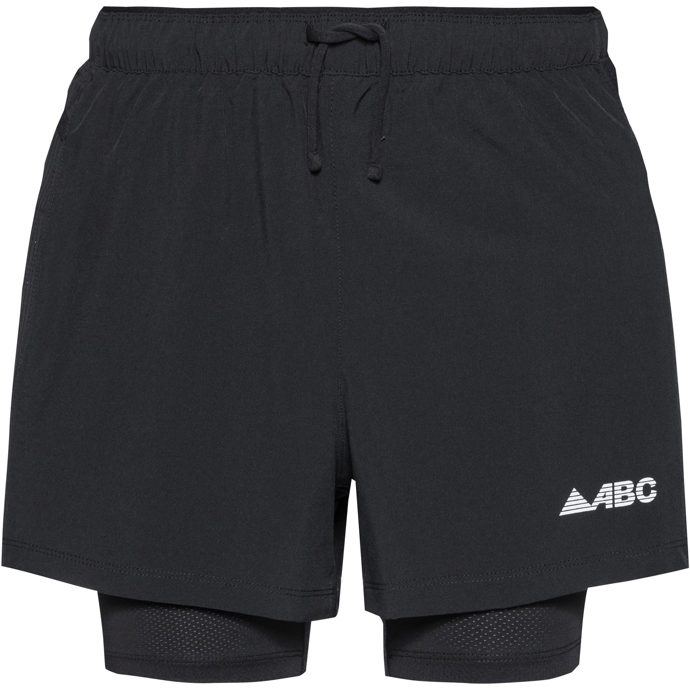 ABC Slimfit Laufshorts in Schwarz: Vorderseite