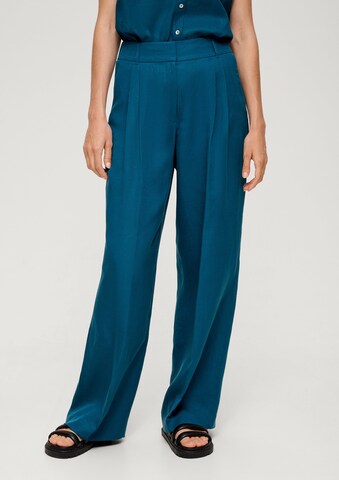 s.Oliver BLACK LABEL Wide leg Pleat-Front Pants in Blue: front