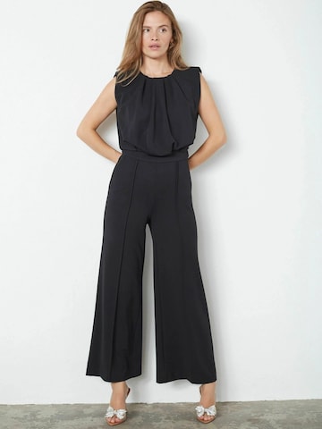 Regular Pantalon à plis 'Falcon' co'couture en noir