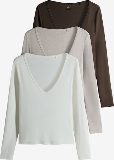 The Set Shirt in XS in braun / greige / weiß, Produktansicht