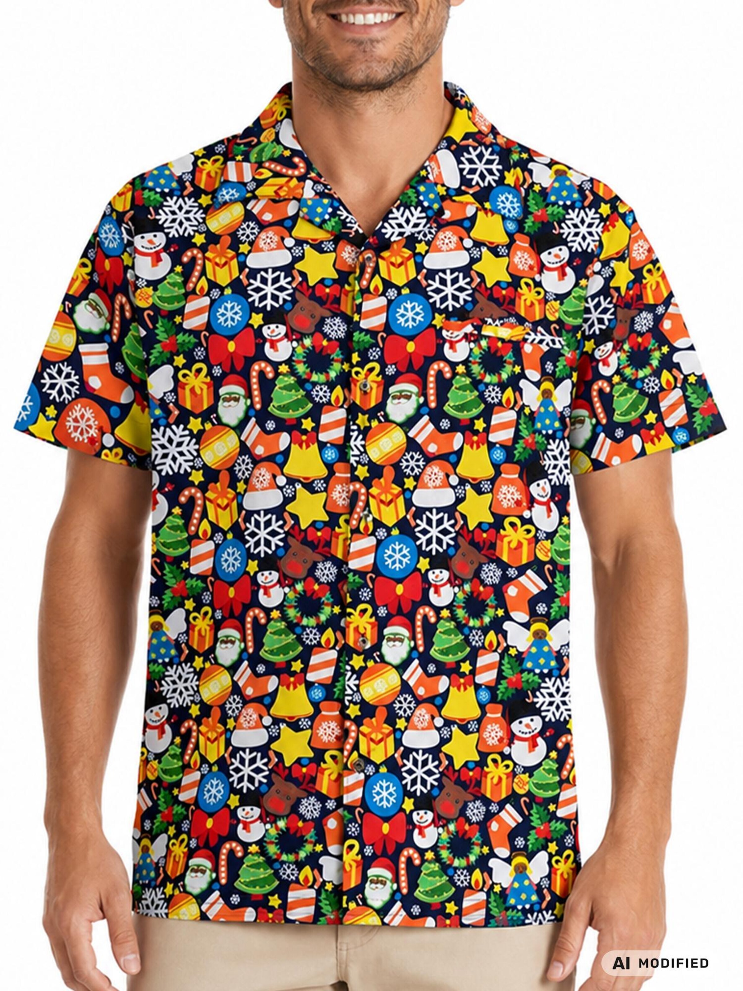 Regular fit Camicia 'Christmas Allover' di King Kameha in blu