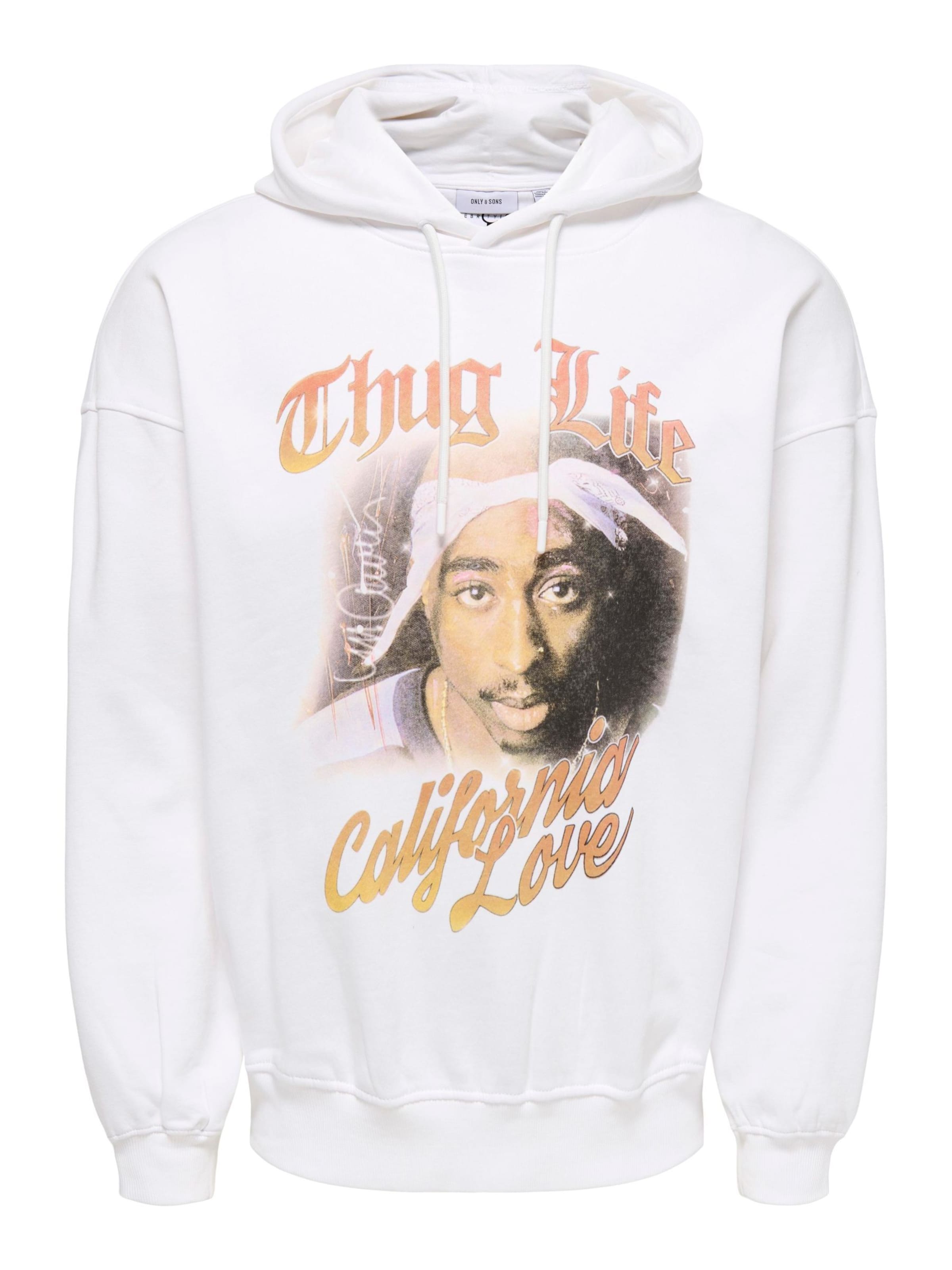 Only & Sons Sweatshirt 'ONSTupac' in Weiß: Vorderseite
