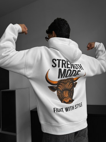 Sweat-shirt 'Oversize Strength Mode Hoodie - White' Kleidermafia en blanc
