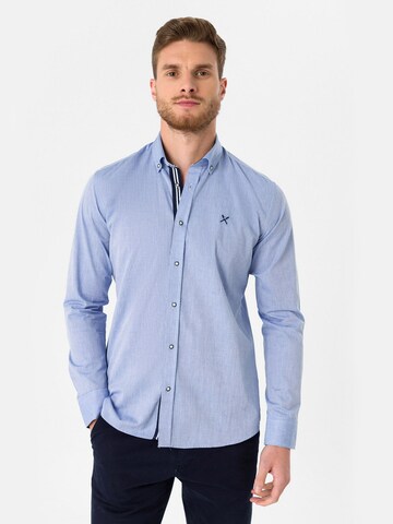 Jacey Quinn Regular fit Button Up Shirt in Blue: front