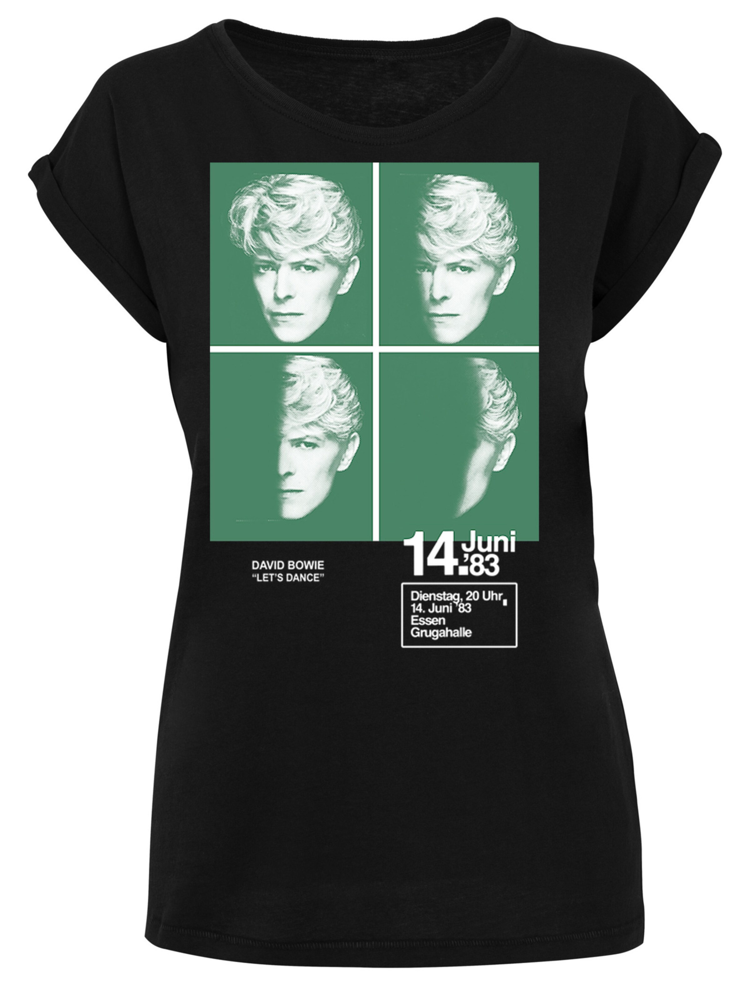 F4NT4STIC Shirt 'David Bowie 1983 Concert Poster' in Zwart: voorkant