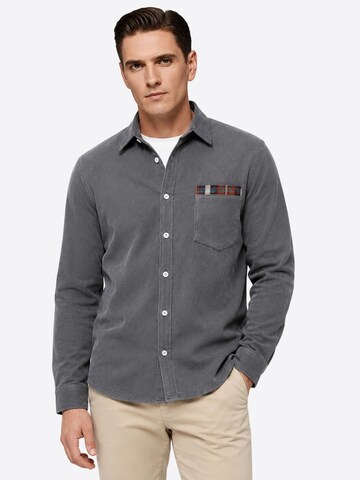 ALLTHEMEN Regular fit Button Up Shirt 'Tupfer' in Grey