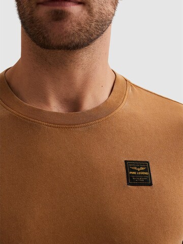 PME Legend Shirt 'T-shirt with a garment-dye wash and badge' in Orange