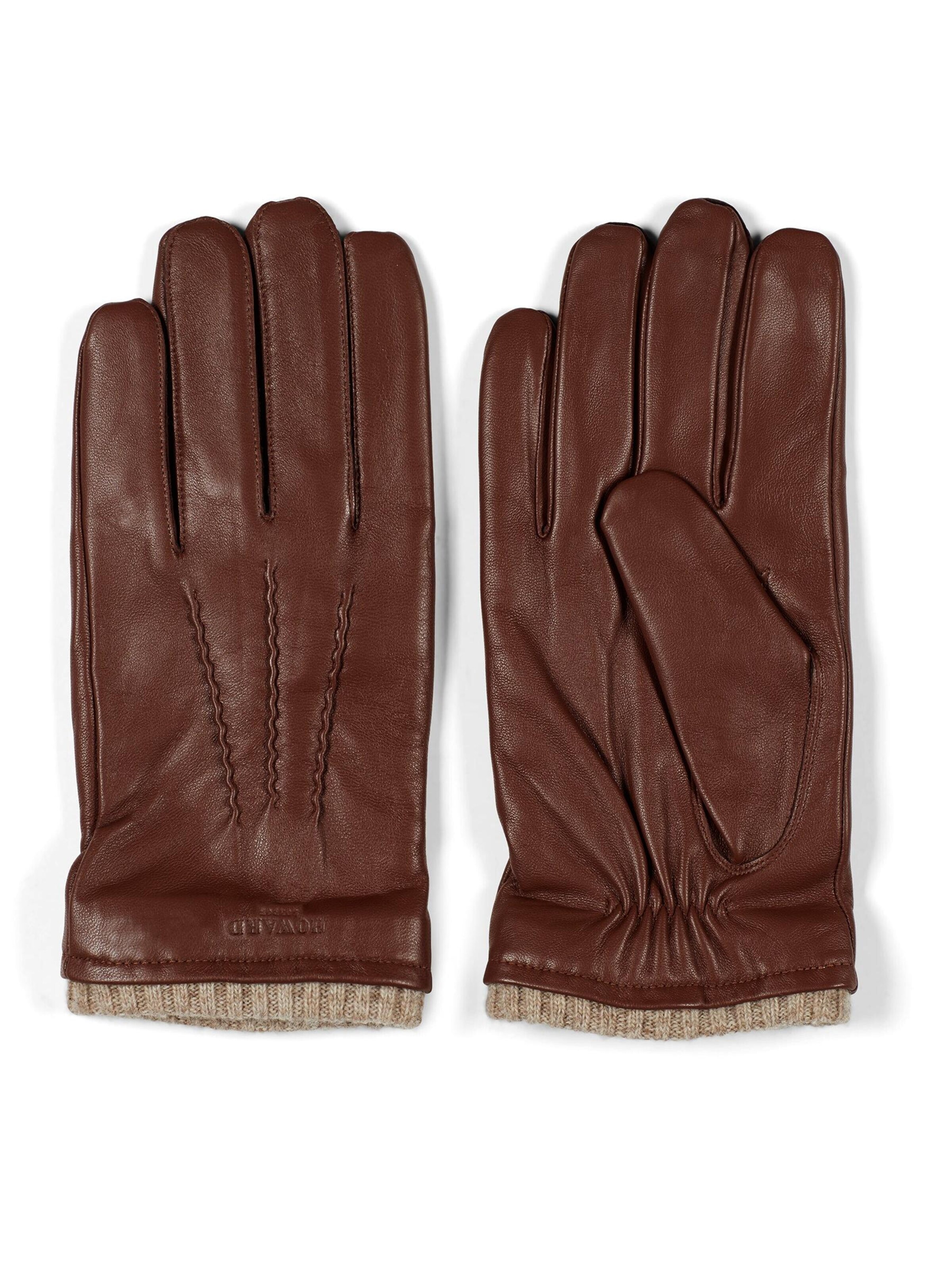 Howard London - Guantes con dedos 'Leather Gloves Ted Brown' en marrón: frente