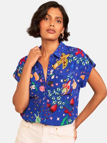 love & roses - Blusa en azul: frente