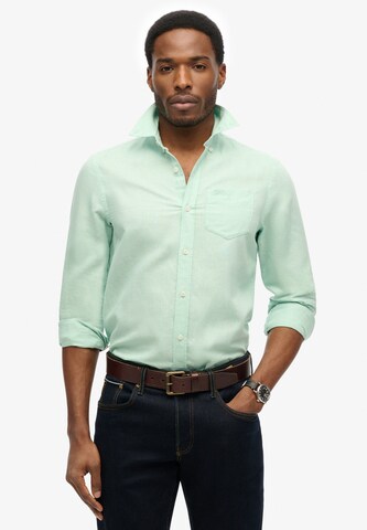 Superdry Regular fit Button Up Shirt in Green: front