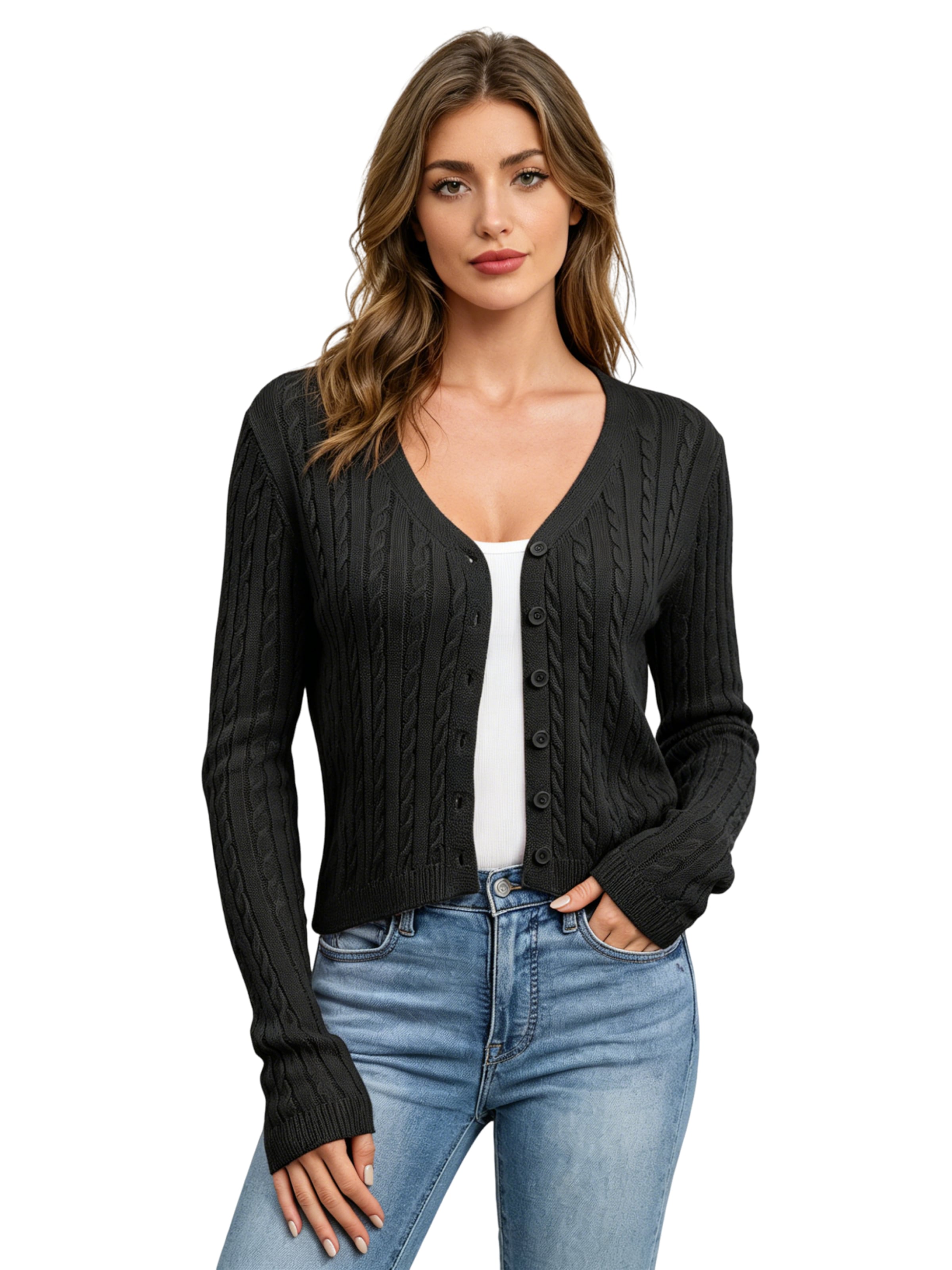 KoJooin Strickjacke‌‌‌‌‌ in Schwarz: Vorderseite