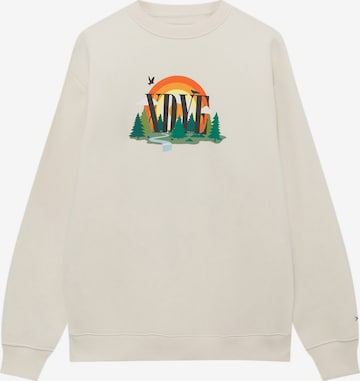 Pull&Bear Sweatshirt in Beige: front