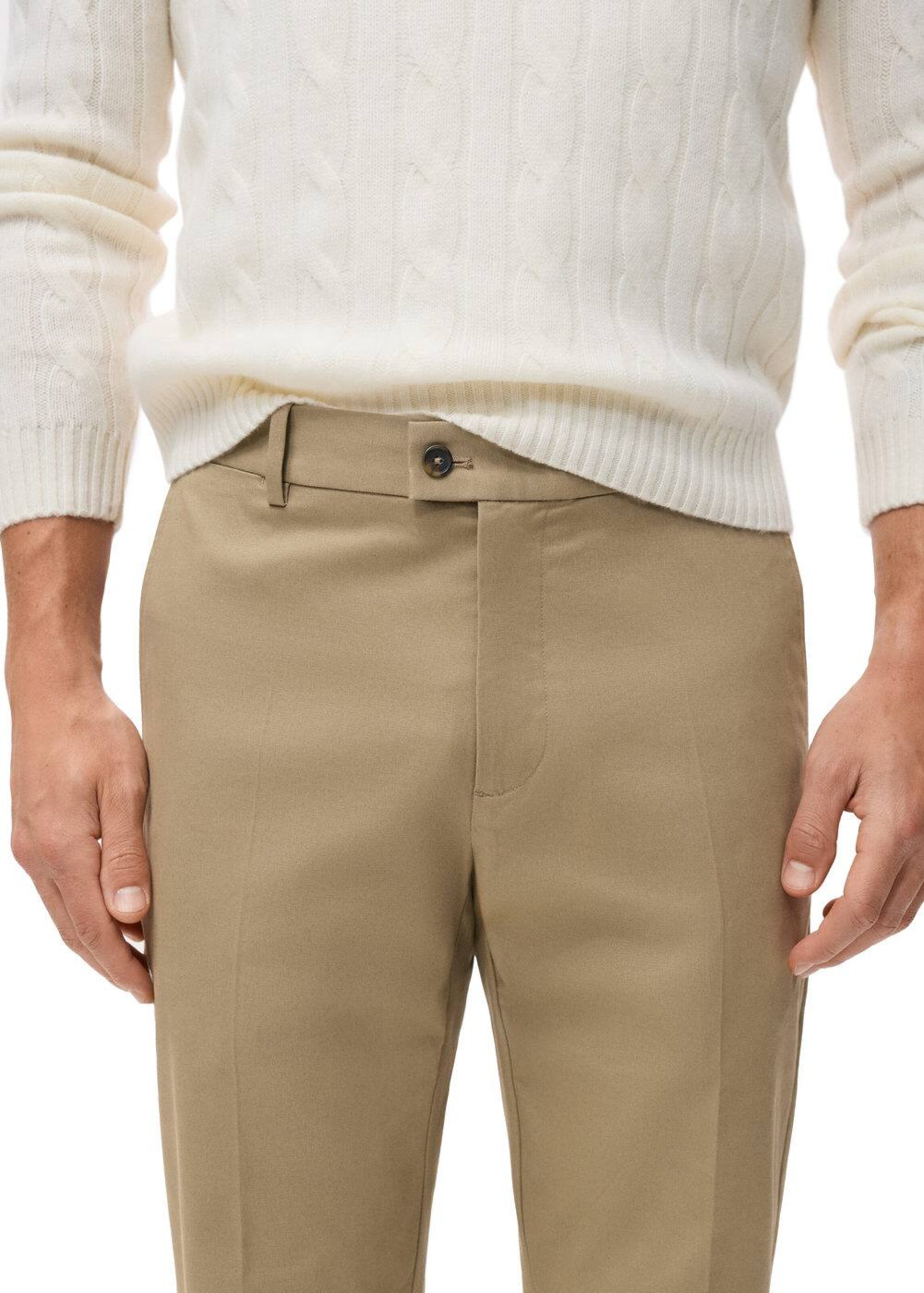 MANGO MAN Regular Pleated Pants 'Nicco' in Beige