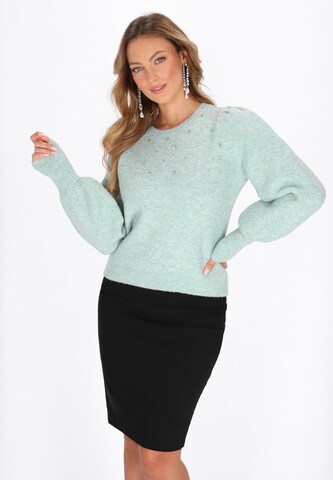 Pull-over faina en vert : devant