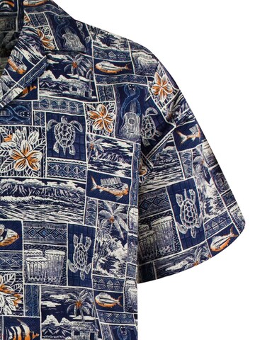 Pacific Legend Regular fit Button Up Shirt 'Puzzle' in Blue