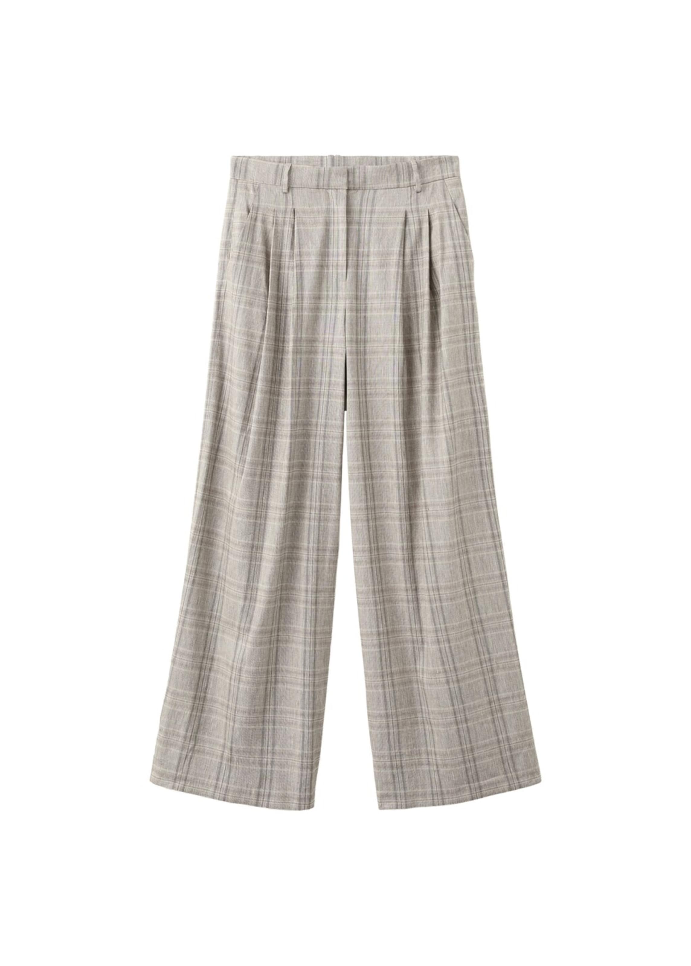 MANGO Wide leg Pleat-Front Pants 'Martin' in Beige: front