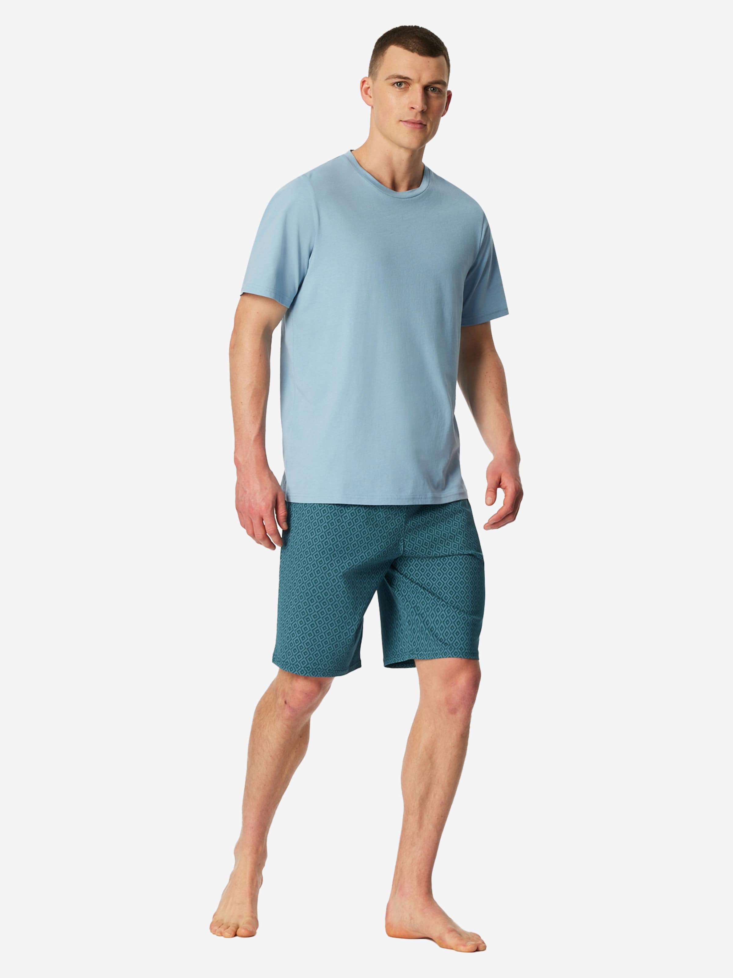 SCHIESSER Pyjama kort 'Casual Essentials' in Blauw