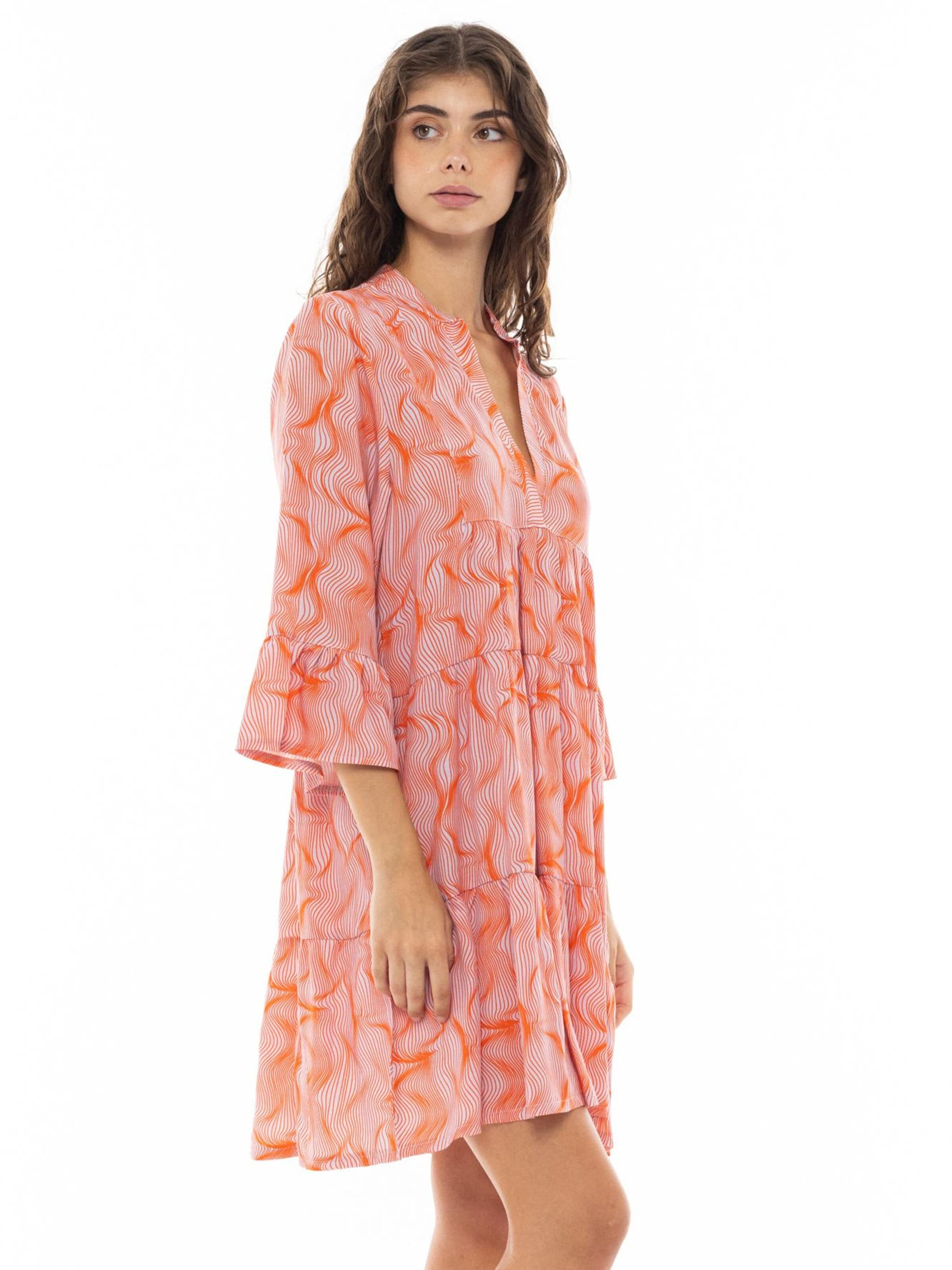 Pink Label Zomerjurk 'BEACHWEAR ORANGE WAVES' in Oranje