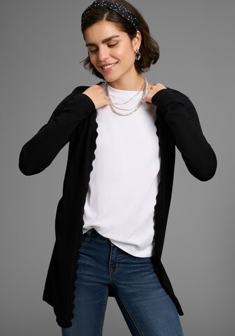 LAURA SCOTT Knit Cardigan in Black: front