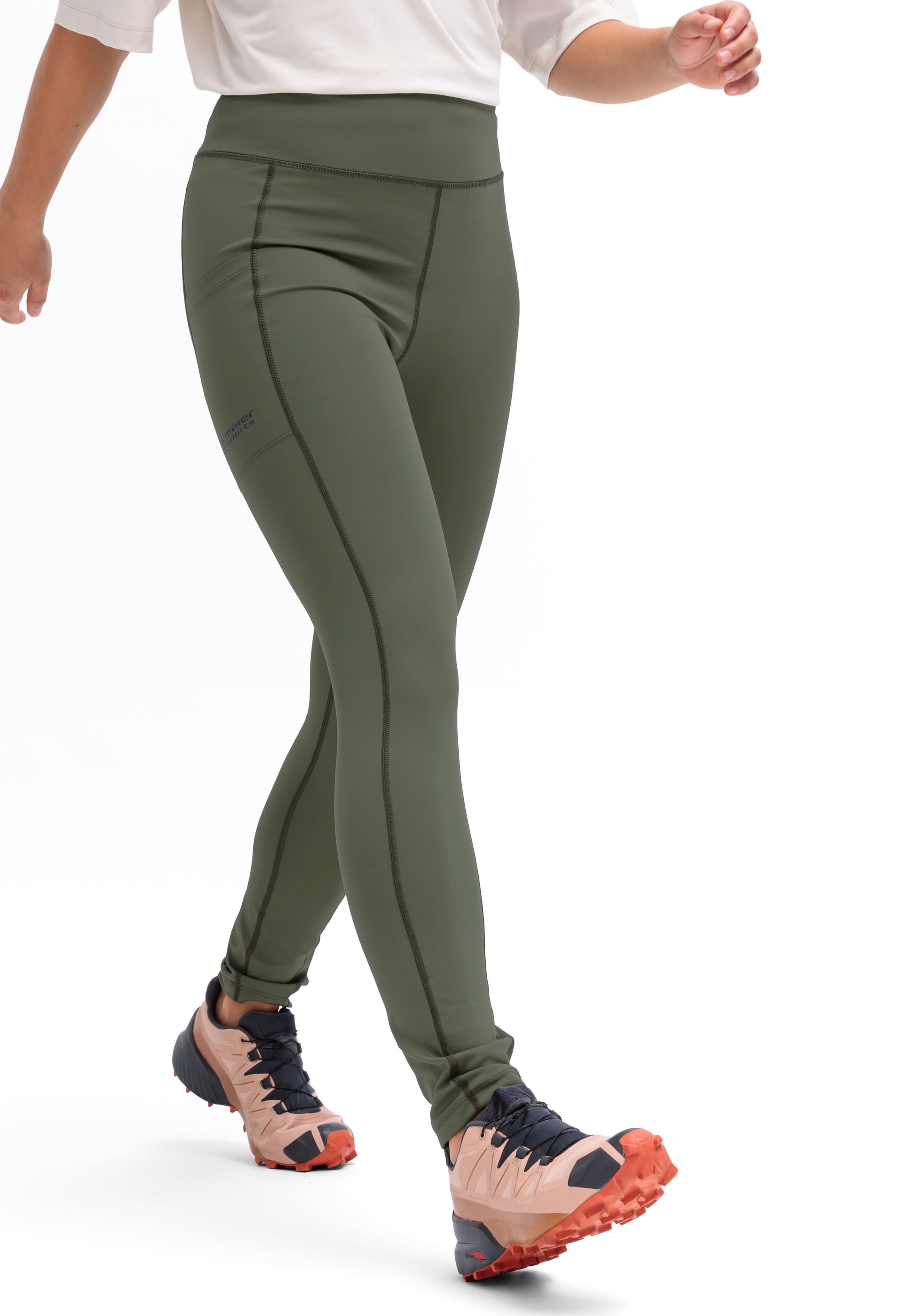 Maier Sports Skinny Workout Pants in Green