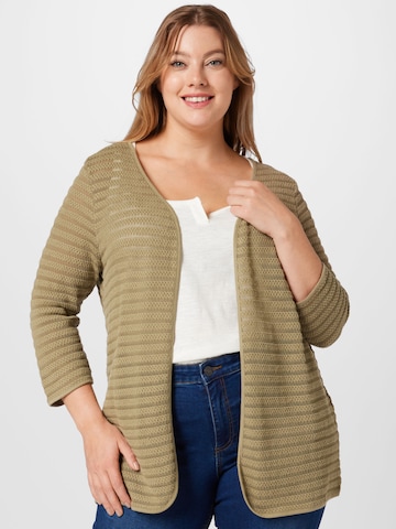 ONLY Carmakoma Knit cardigan 'Group' in Green: front