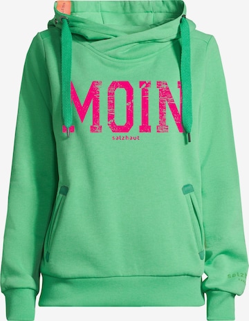 Sweat-shirt 'SÜNN - MOIN' salzhaut en vert : devant