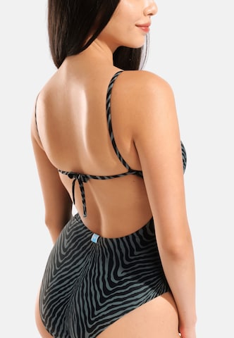 ARENA - Soutien Bustier Fato de banho 'WATER PRINTS' em cinzento