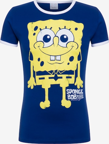 LOGOSHIRT Shirt 'Spongebob Schwammkopf' in Blue: front