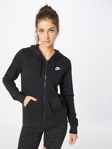 Nike Sportswear Zip-Up Hoodie 'Club Fleece' in Black: front