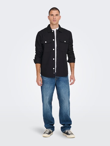 Only & Sons Regular fit Button Up Shirt in Black