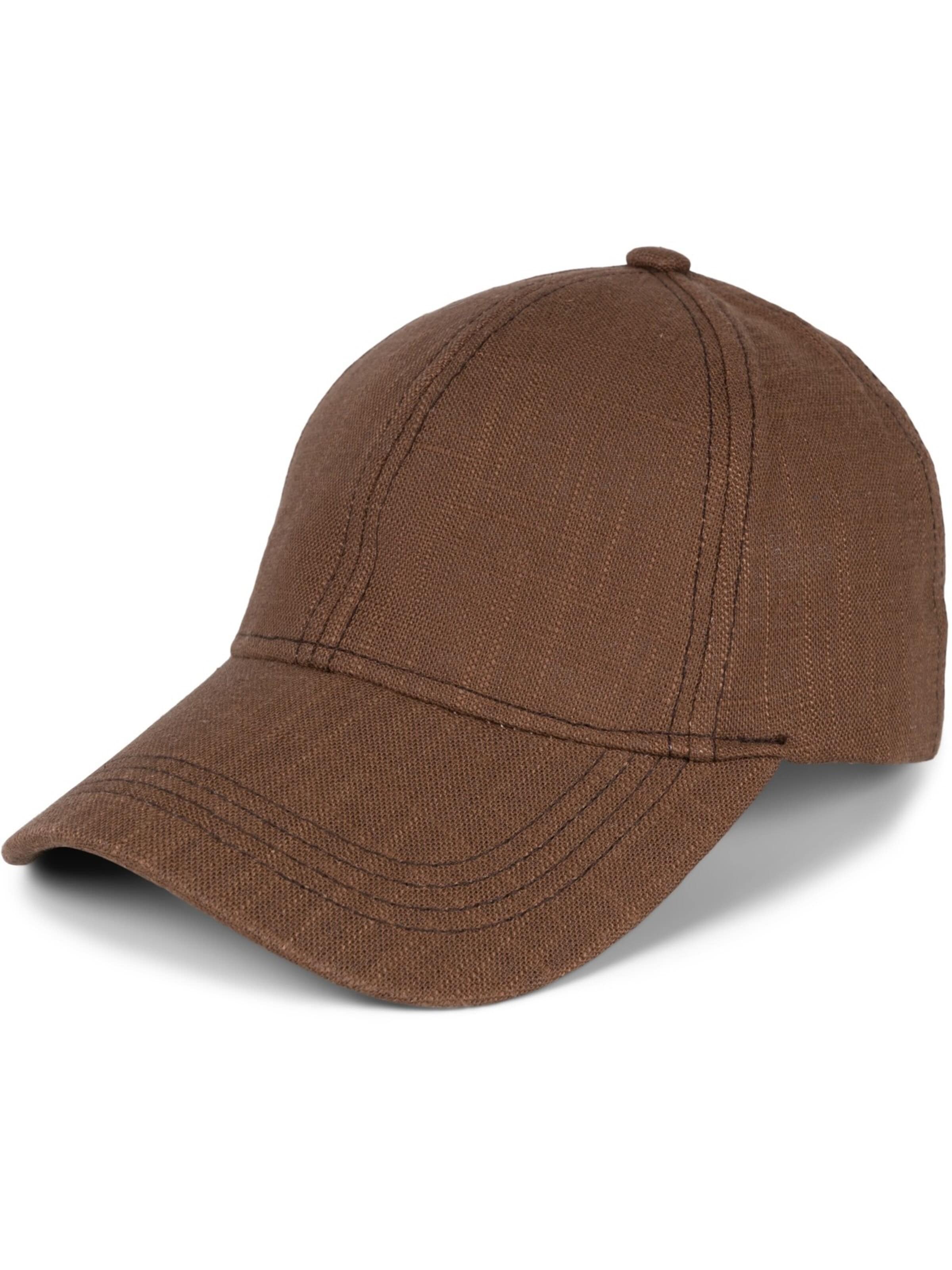 styleBREAKER Cap 'Leinen Baseball Cap'‌ in Braun: Vorderseite