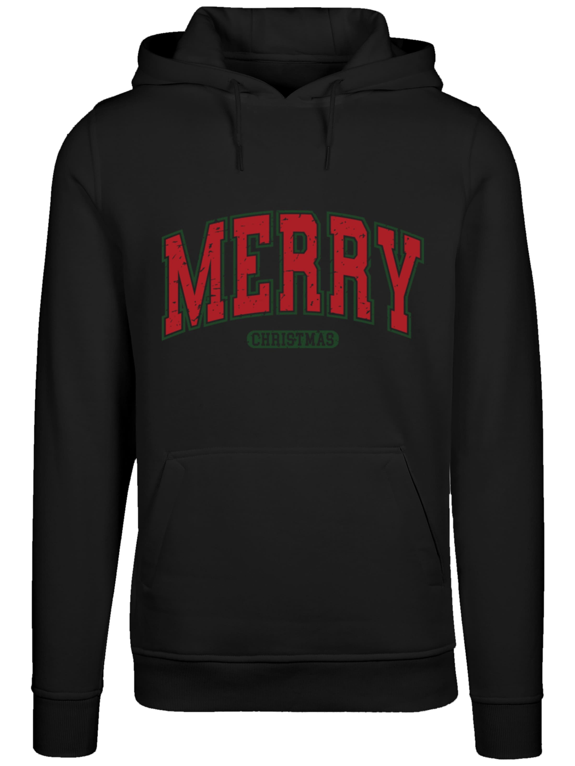 F4NT4STIC Sweatshirt 'Merry Christmas Varsity Retro' in Schwarz: Vorderseite